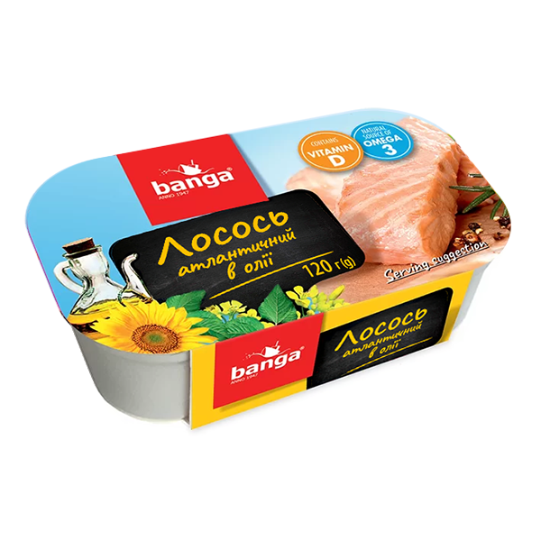 Лосось в олії Banga 120 г Лосось в олії Banga 120 г - Зображення 1